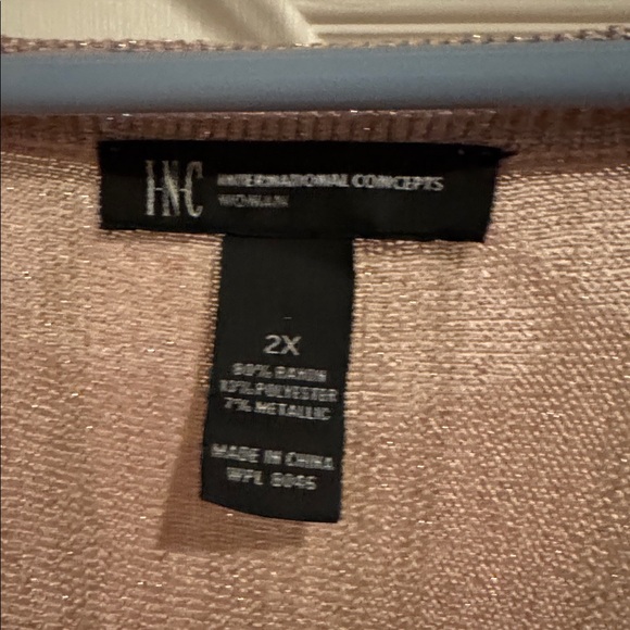 INC. pink metallic cold shoulder blouse - Picture 2 of 7